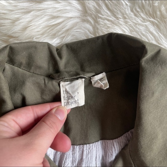 Eileen Fisher High Collar Double Breasted Short Jacket M Green - Picture 5 of 8